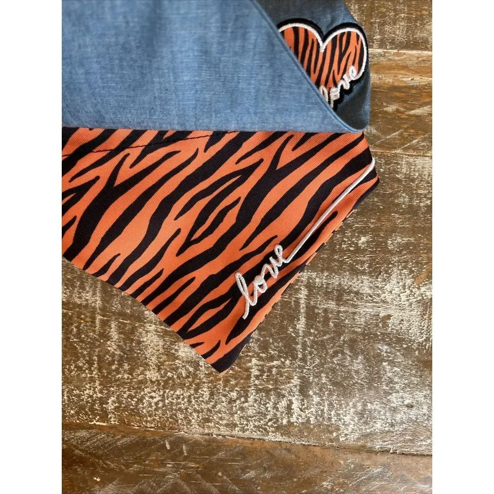 Dog Bandana &‎ Collar set- Ellen Degeneres Tiger stripe bandana  set size Medium